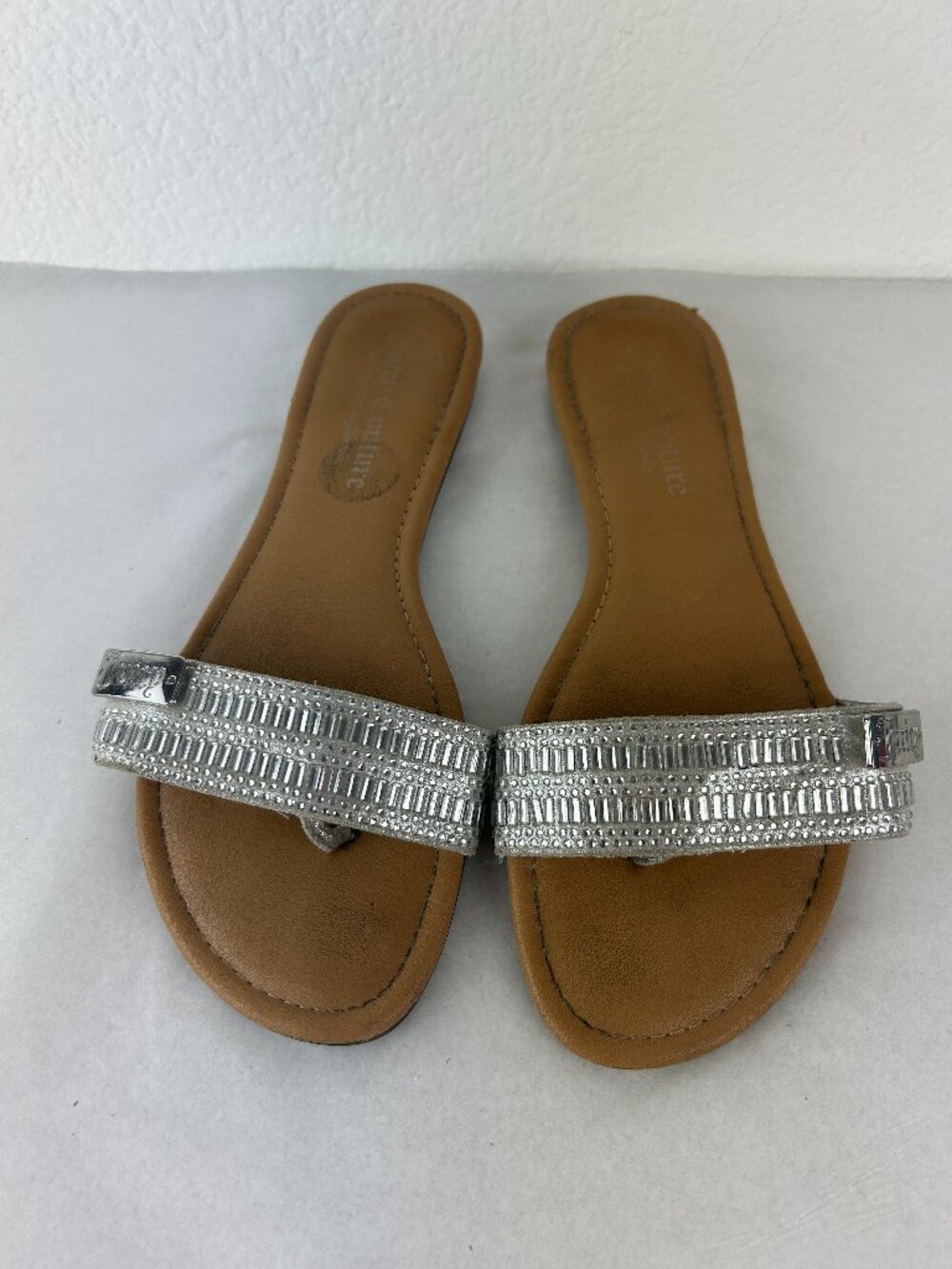 Juicy Couture Silver Rhinestone Slide Sandals for Women Casual Summer Slip On - Picture 2 of 7